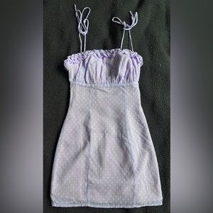 Beginning Boutique purple polka dot mini dress